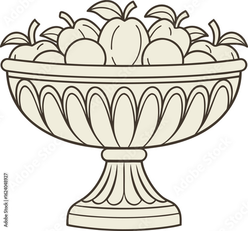 Soft pencil vector of a punch bowl decorated.