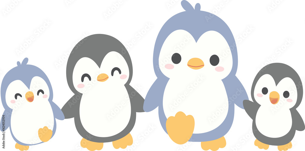 Fototapeta premium Illustration of a Happy Penguin Family