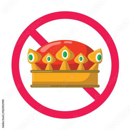 Forbidden crown sign, no crown sign, prohibited crown icon