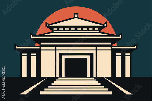 black-and-white-line-art-of-architectural-front--.eps