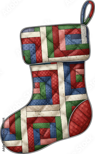 Log Cabin Quilt Pattern Stocking