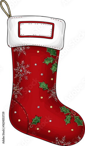 Stocking with Name Tag Slot on Cuff