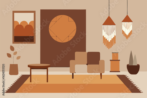 boho style interior with textured rugs  macram   a (2).eps
