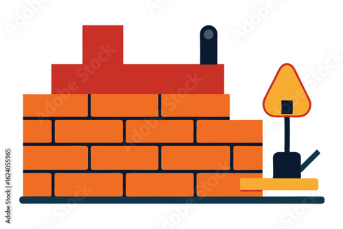 bricklaying scene with stacked materials  trowel   (1).eps