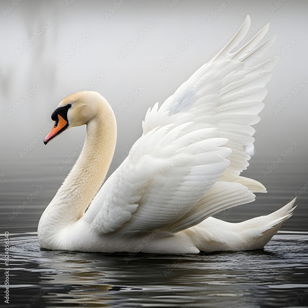 Fototapeta premium Pure Elegance of a Swan Floating Gracefully