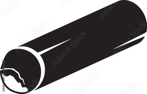 Black silhouette of a single cigar with white highlights tobacco smoking