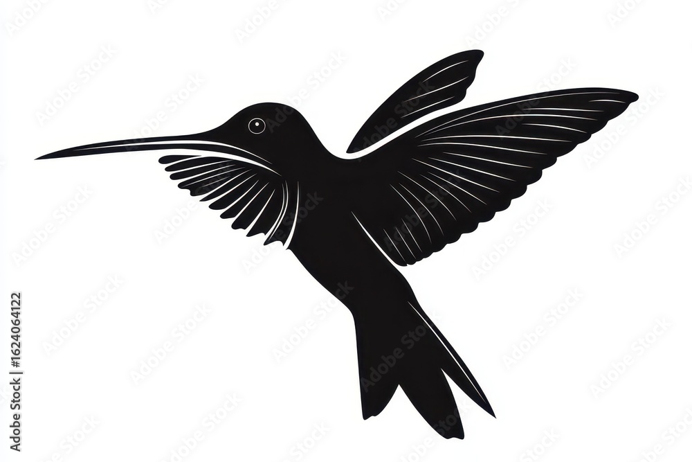 Obraz premium Hovering hummingbird icon vector illustration isoleted on white background in black silhouette complex photo .