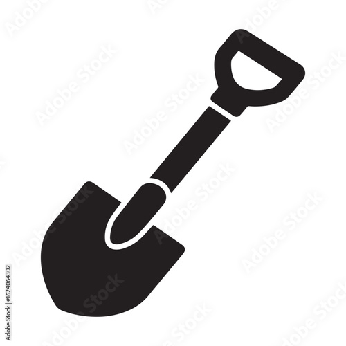  Black silhouette of shovel digging tool icons shovel digging tool silhouette White Background.