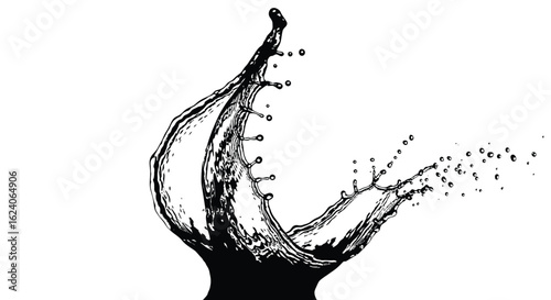 Dynamic Black and White Water Splash Graphic