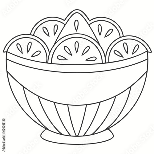 Hand drawn pencil illustration of a punch bowl.