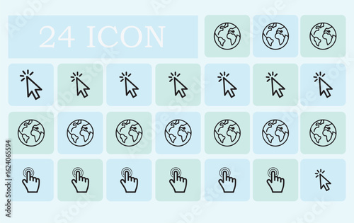 Globe and cursor icons pointer click