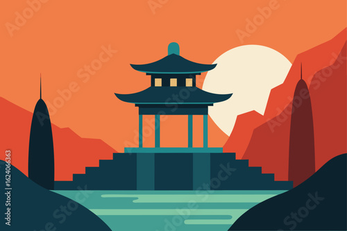 chinese-style-pavilion-beside-waterfall--.eps