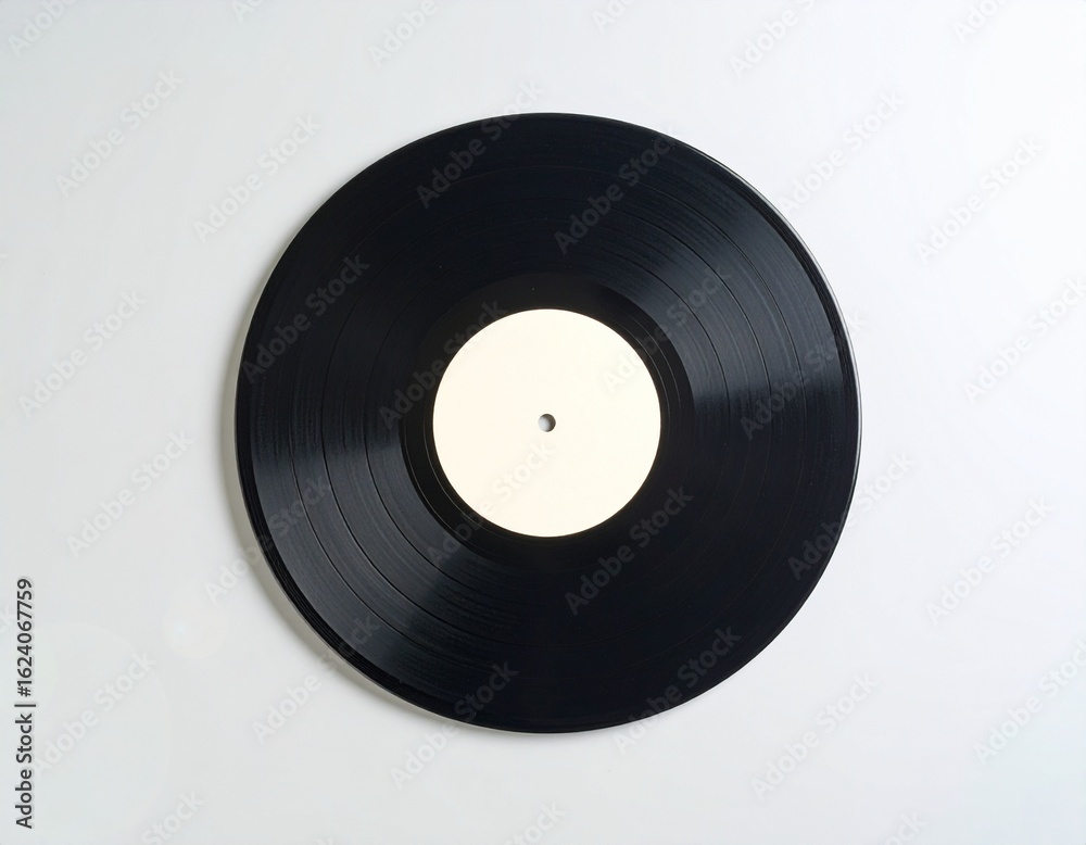 Obraz premium Minimalist Top Down View Record Disc Isolated on White Surface
