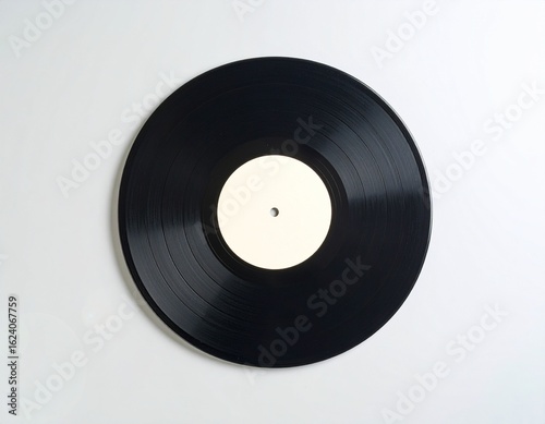 Minimalist Top Down View Record Disc Isolated on White Surface