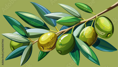 green olives with leaves