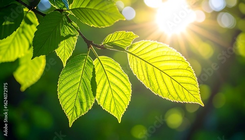 Sunlit Green Leaves: A Burst of Springtime Brilliance