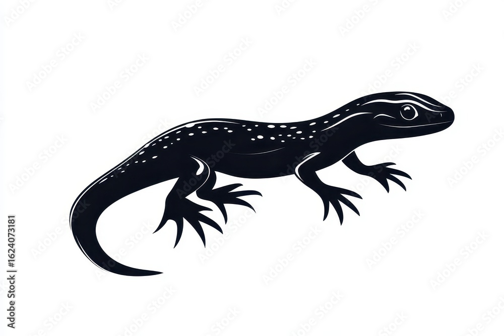 Fototapeta premium Jumping salamander icon vector illustration isoleted on white background in black silhouette complex photo .