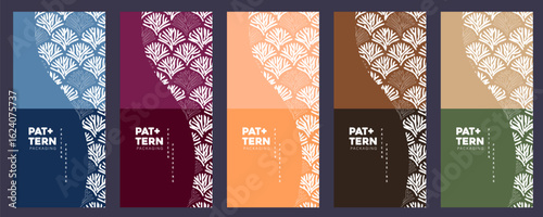 Elegant packaging backgrounds featuring traditional Japanese ginkgo leaf patterns combined with modern color themes for premium print and branding