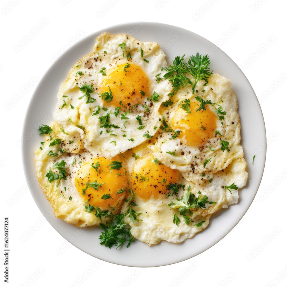 Scrambled eggs, seasoned and garnished Scrambled eggs, seasoned and garnished
