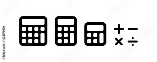 Simple calculator black icon isolated on white background.