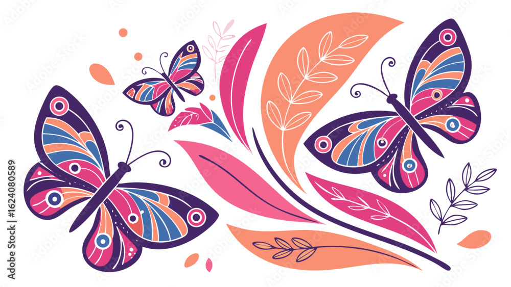Fototapeta premium set of colorful butterflies