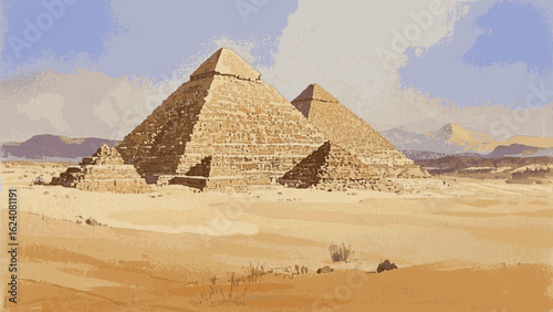 Sand Geometry pyramid isolated watercolor vector illustration svg