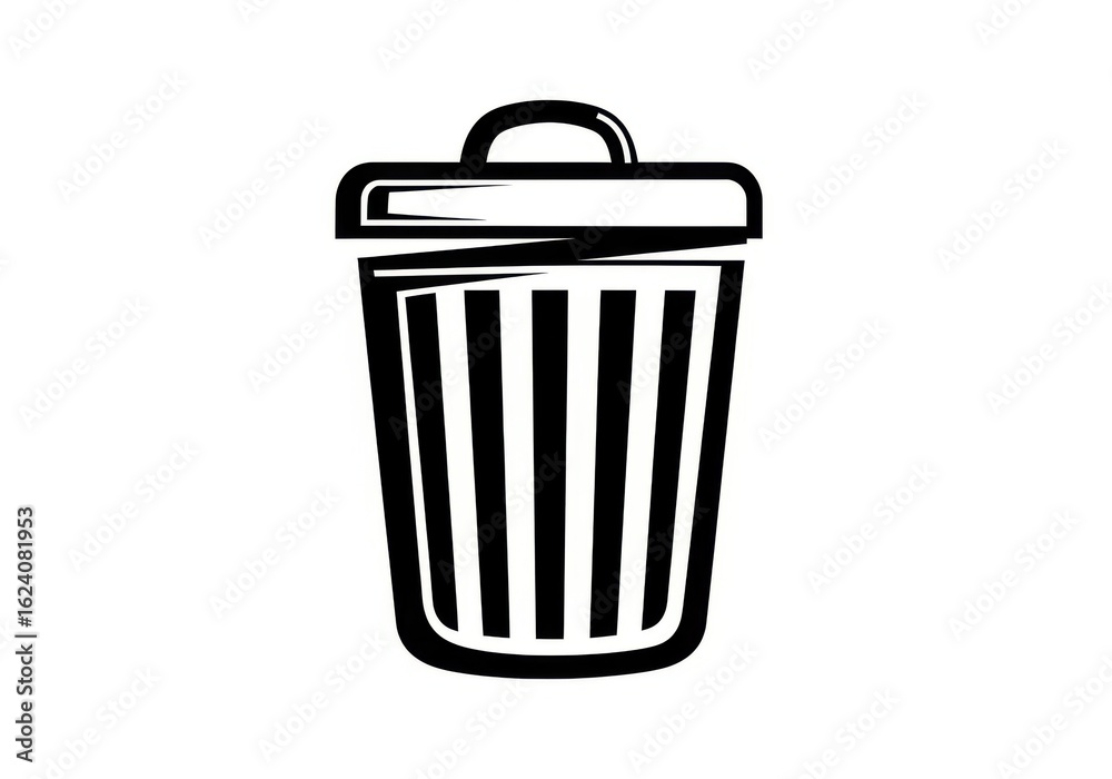 Black white trash can icon isolated on white background Black white trash can icon isolated on white background