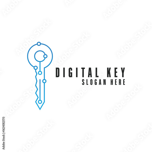 digital key logo design concept for security and technology