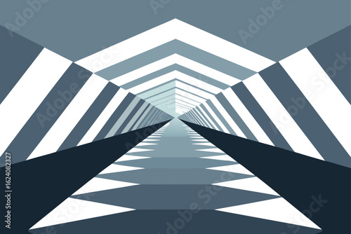 Abstract Blue and White Triangular Passageway