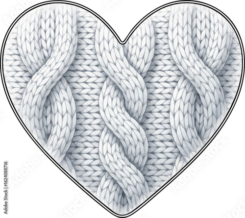 White Cable Knit Heart Ornament