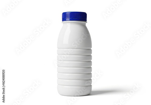 White plastic bottle with blue cap isolated on white background