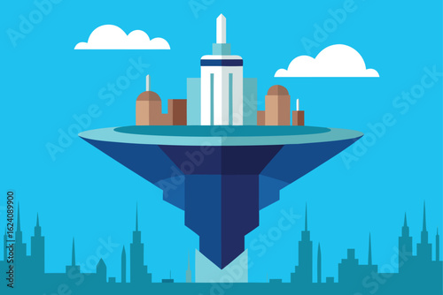 floating island city anchored by a massive futuris.eps