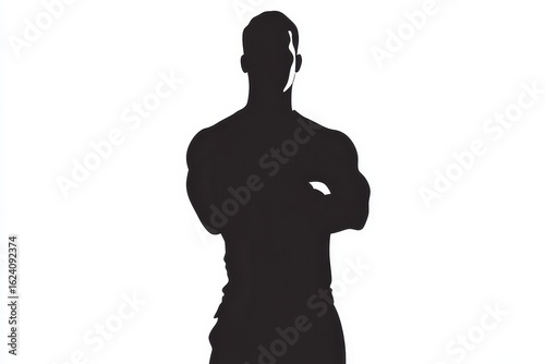 Man confident with arms crossed icon vector illustration isoleted on white background in black silhouette complex photo .