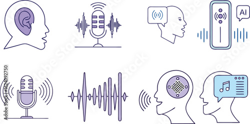 Speech and voice recognition Icon Set