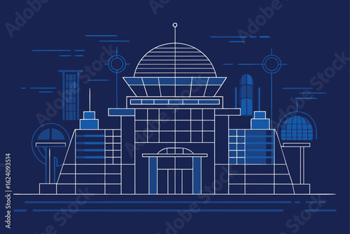 sketch of building on white background
