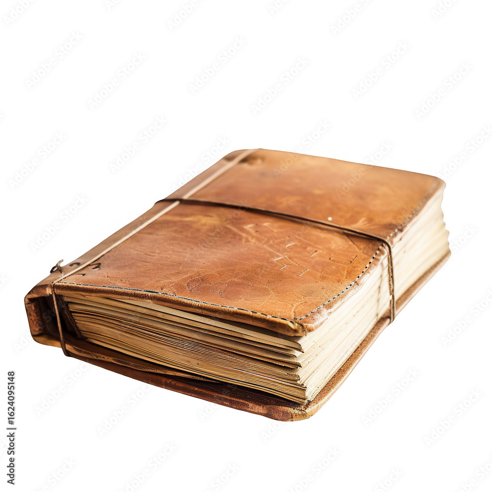 Obraz premium Aged leather-bound book, slightly angled