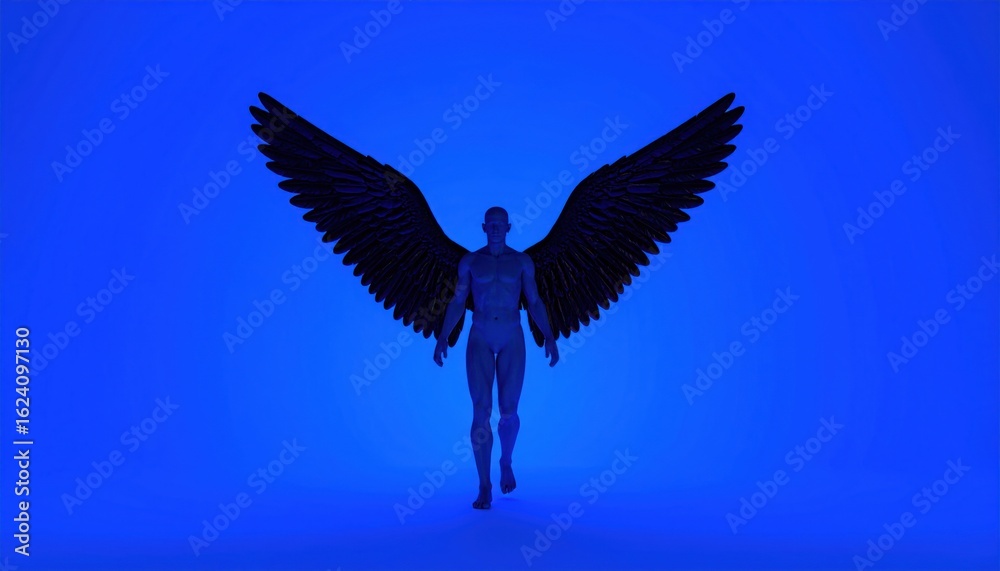 Naklejka premium Angel figure, vibrant blue