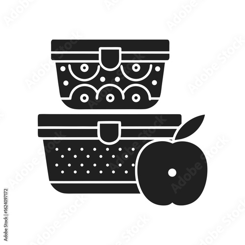 Lunch Box and Apple silhouette vector illustration