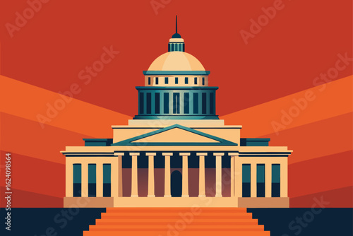 government building with roman inspired facade  .eps
