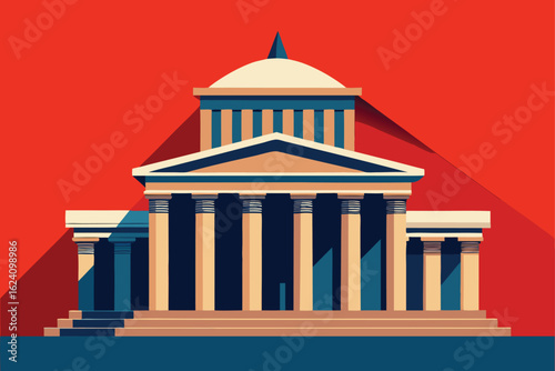 government courthouse facade with ionic columns  .eps