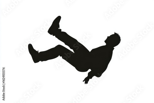 Man falling icon vector illustration isoleted on white background in black silhouette complex photo .