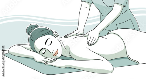 Woman receiving a relaxing back massage from a massage therapist in a spa setting for wellness and health