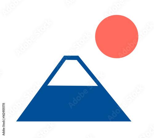 富士山と太陽のイラストアイコン