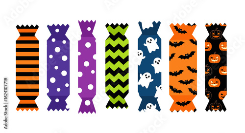 Collection of halloween crackers party favors vector illustration seasonal holiday celebration design