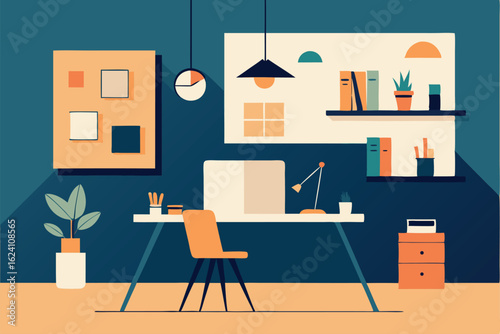 hand drawn interior design sketch showing layout a.eps