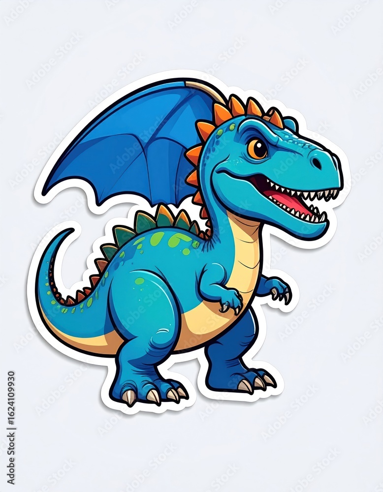 Fototapeta premium Cute blue dragon-like dinosaur