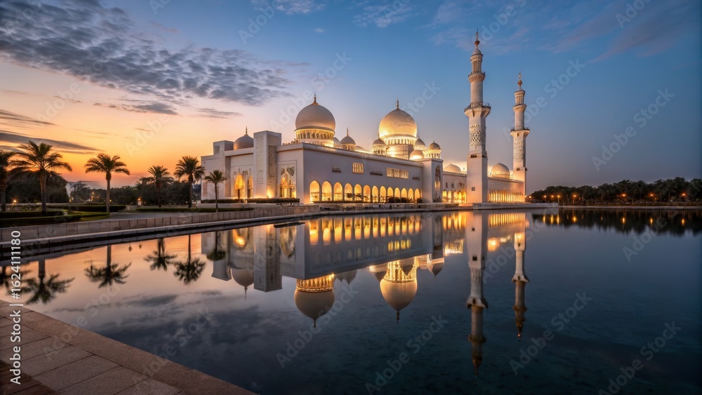 Fototapeta premium Grand Mosque Reflection at Dusk