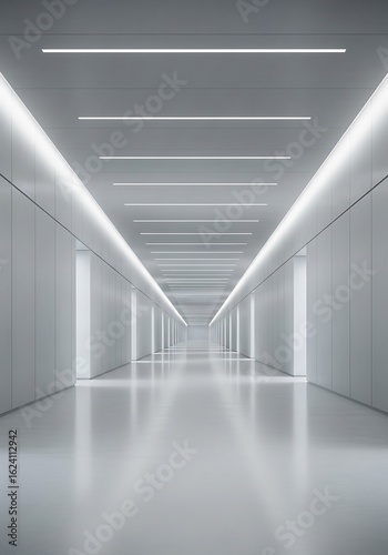 Symmetrical Minimalist Architecture: Clean Lines and Subtle Illumination for Modern Design
