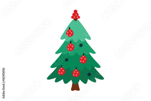 hand painted christmas tree with watercolor textu.eps