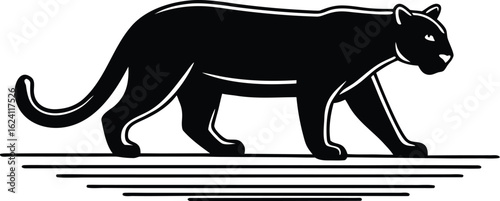 "Stylized Panther Illustrations in Motion: Silhouettes and Detailed Forms"